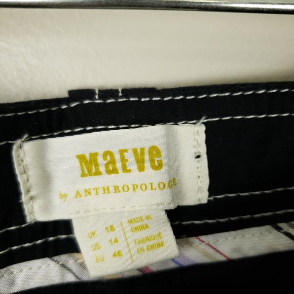 Anthropologie Maeve Barrel Wide Leg Cuffed Chino Pants Black Size 14 NWT - Picture 6 of 9